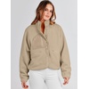 image:imageANRABESS Womens Fuzzy Fleece Button Down Cropped Sherpa CoatKhaki