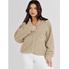 image:imageANRABESS Womens Fuzzy Fleece Button Down Cropped Sherpa CoatKhaki