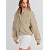 image:imageANRABESS Womens Fuzzy Fleece Button Down Cropped Sherpa CoatKhaki