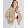 image:imageANRABESS Womens Fuzzy Fleece Button Down Cropped Sherpa CoatKhaki