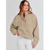 image:imageANRABESS Womens Fuzzy Fleece Button Down Cropped Sherpa CoatKhaki
