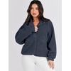 image:imageANRABESS Womens Fuzzy Fleece Button Down Cropped Sherpa CoatNavy Blue