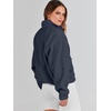 image:imageANRABESS Womens Fuzzy Fleece Button Down Cropped Sherpa CoatNavy Blue