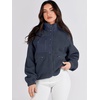 image:imageANRABESS Womens Fuzzy Fleece Button Down Cropped Sherpa CoatNavy Blue