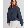 image:imageANRABESS Womens Fuzzy Fleece Button Down Cropped Sherpa CoatNavy Blue