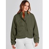 image:imageANRABESS Womens Fuzzy Fleece Button Down Cropped Sherpa CoatOlive