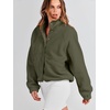 image:imageANRABESS Womens Fuzzy Fleece Button Down Cropped Sherpa CoatOlive