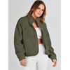 image:imageANRABESS Womens Fuzzy Fleece Button Down Cropped Sherpa CoatOlive