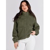 image:imageANRABESS Womens Fuzzy Fleece Button Down Cropped Sherpa CoatOlive
