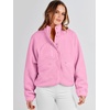 image:imageANRABESS Womens Fuzzy Fleece Button Down Cropped Sherpa CoatPink