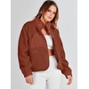image:imageANRABESS Womens Fuzzy Fleece Button Down Cropped Sherpa CoatRust