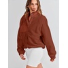 image:imageANRABESS Womens Fuzzy Fleece Button Down Cropped Sherpa CoatRust