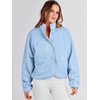 image:imageANRABESS Womens Fuzzy Fleece Button Down Cropped Sherpa CoatSky