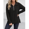 image:imageANRABESS Womens Half Zip Sweatshirts Loose Fleece PulloverBlack