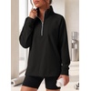 image:imageANRABESS Womens Half Zip Sweatshirts Loose Fleece PulloverBlack