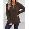 image:imageANRABESS Womens Half Zip Sweatshirts Loose Fleece PulloverCoffee