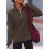 image:imageANRABESS Womens Half Zip Sweatshirts Loose Fleece PulloverCoffee