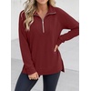 image:imageANRABESS Womens Half Zip Sweatshirts Loose Fleece PulloverDeep Red