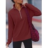 image:imageANRABESS Womens Half Zip Sweatshirts Loose Fleece PulloverDeep Red
