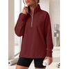 image:imageANRABESS Womens Half Zip Sweatshirts Loose Fleece PulloverDeep Red