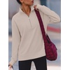 image:imageANRABESS Womens Half Zip Sweatshirts Loose Fleece PulloverGrey Beige