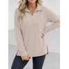 image:imageANRABESS Womens Half Zip Sweatshirts Loose Fleece PulloverGrey Beige