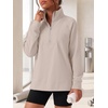 image:imageANRABESS Womens Half Zip Sweatshirts Loose Fleece PulloverGrey Beige