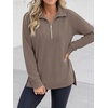 image:imageANRABESS Womens Half Zip Sweatshirts Loose Fleece PulloverLight Coffee