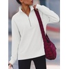 image:imageANRABESS Womens Half Zip Sweatshirts Loose Fleece PulloverWhite