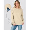 image:imageANRABESS Womens Long Sleeve Crewneck Sweatshirts Curved Hem ShirtsBeige