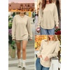 image:imageANRABESS Womens Long Sleeve Crewneck Sweatshirts Curved Hem ShirtsBeige