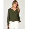 image:imageANRABESS Womens Long Sleeve Lightweight Wool Blend V Neck SweatersArmy Green