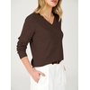 image:imageANRABESS Womens Long Sleeve Lightweight Wool Blend V Neck SweatersChocolate Brown