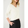 image:imageANRABESS Womens Long Sleeve Lightweight Wool Blend V Neck SweatersCream White