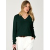 image:imageANRABESS Womens Long Sleeve Lightweight Wool Blend V Neck SweatersDark Green