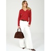 image:imageANRABESS Womens Long Sleeve Lightweight Wool Blend V Neck SweatersRed