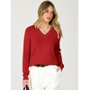 image:imageANRABESS Womens Long Sleeve Lightweight Wool Blend V Neck SweatersRed