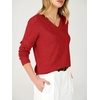 image:imageANRABESS Womens Long Sleeve Lightweight Wool Blend V Neck SweatersRed