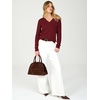 image:imageANRABESS Womens Long Sleeve Lightweight Wool Blend V Neck SweatersWine Red