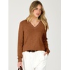 image:imageANRABESS Womens Long Sleeve Lightweight Wool Blend V Neck SweatersYellow Brown