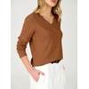 image:imageANRABESS Womens Long Sleeve Lightweight Wool Blend V Neck SweatersYellow Brown