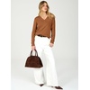image:imageANRABESS Womens Long Sleeve Lightweight Wool Blend V Neck SweatersYellow Brown