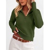 image:imageANRABESS Womens Long Sleeve Quarter Zip Cropped SweaterArmy Green