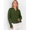 image:imageANRABESS Womens Long Sleeve Quarter Zip Cropped SweaterArmy Green