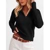 image:imageANRABESS Womens Long Sleeve Quarter Zip Cropped SweaterBlack