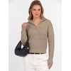 image:imageANRABESS Womens Long Sleeve Quarter Zip Cropped SweaterBright Tan