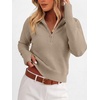 image:imageANRABESS Womens Long Sleeve Quarter Zip Cropped SweaterBright Tan
