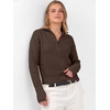 image:imageANRABESS Womens Long Sleeve Quarter Zip Cropped SweaterChocola