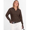 image:imageANRABESS Womens Long Sleeve Quarter Zip Cropped SweaterChocola