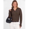 image:imageANRABESS Womens Long Sleeve Quarter Zip Cropped SweaterChocola